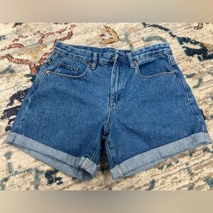 Blank NYC Rolled Hem High-Rise Jean Shorts - Blue